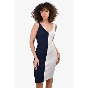 Staud Navy/White Ribbed Sleeveless Dress Size XS